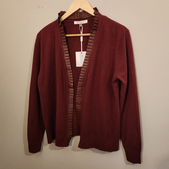 NEW! Sioni Milano Yummy Knit Open Cardigan Cranberry Merlot – NWT Bloomingdales - Picture 2 of 11